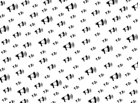 Flat design of megaphone icons in multitudes forming a pattern. The background motif can be used for themed designs to voice something, whether it is a struggle or an important announcementの写真素材