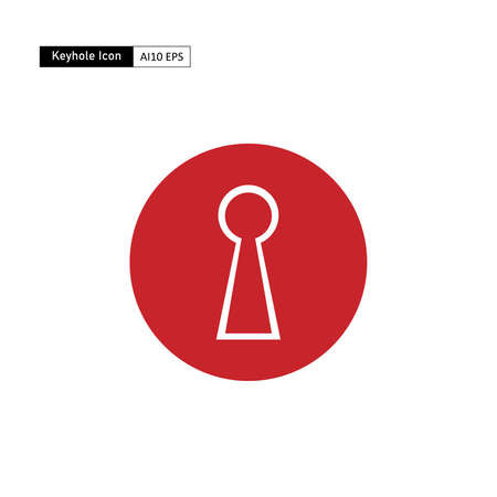 Red keyhole silhouette icon. To be used as a sign for a room security systemのイラスト素材