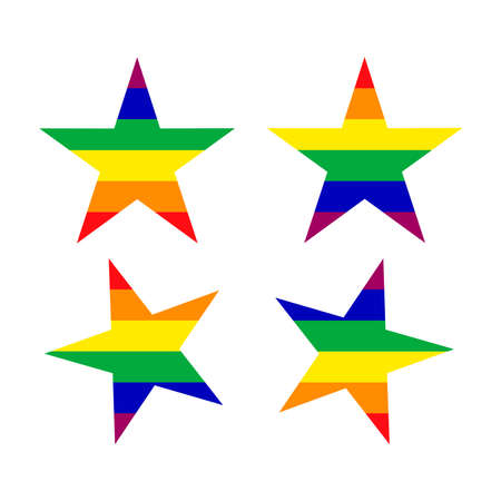 Various stars with a rainbow color composition that are synonymous with LGBTのイラスト素材