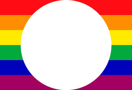 A white circle or neutral space in the middle of a rectangular background with a rainbow color composition that is identical to the LGBT symbol.のイラスト素材
