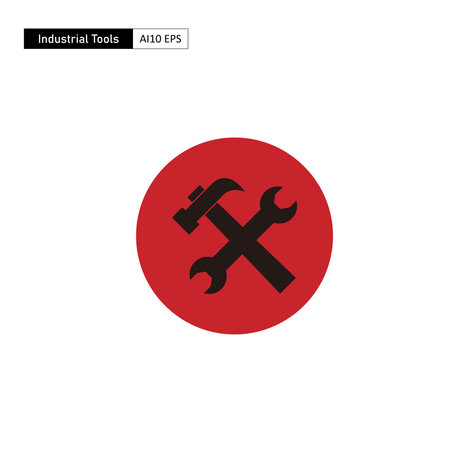 Industrial tool icon, hammer and wrenchのイラスト素材