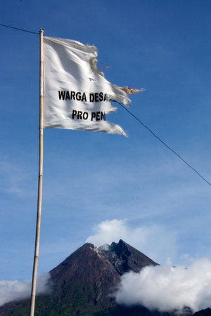 Yogyakarta, Indonesia, Dec 17, 2011. Mount Merapi, a cone-shaped and most active type of volcano in...