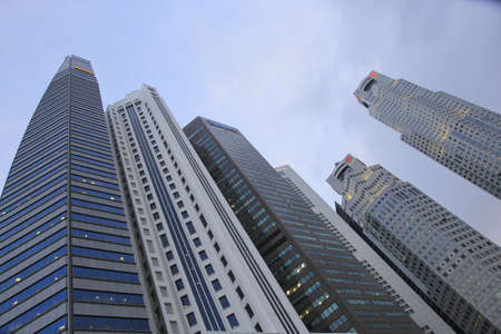 Singapore, 23 Feb 2015. A row of skyscrapers in a business and office centerのeditorial素材