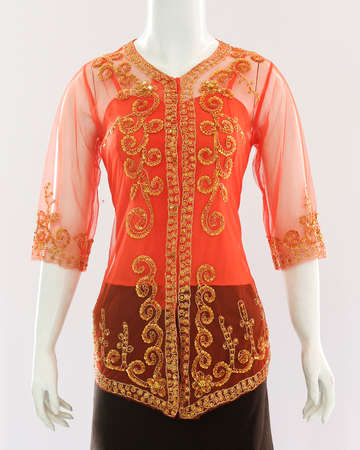 Brocade decorations on transparent kebaya clothes for women look elegant and beautiful.の写真素材