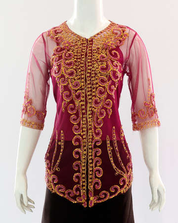 Brocade decorations on transparent kebaya clothes for women look elegant and beautiful.の写真素材