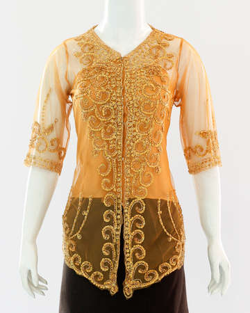 Brocade decorations on transparent kebaya clothes for women look elegant and beautiful.の写真素材