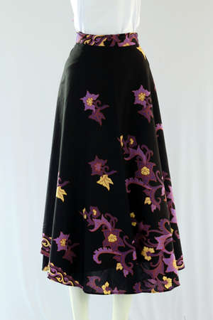 Casual women's skirt with a length to the calf with a batik floral motif looks beautiful.の写真素材