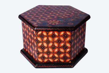Wooden jewelry box with batik motif gives the impression of an antique box to store valuables.の写真素材