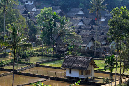 Tasikmalaya, Indonesia, July 24, 2015. The traditional village settlement landscape of Kampung Naga in West Java rejects all forms of technology from outside culturesのeditorial素材