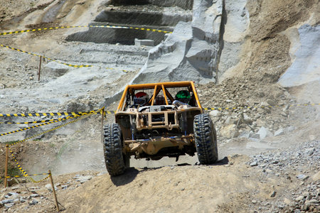 Yogyakarta, Indonesia, May 14, 2017. Offroad Competition in Hard Cliff Area, Tebing Breksi.