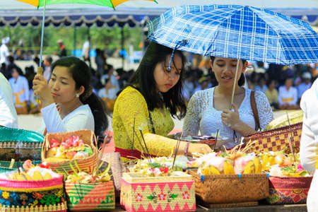 Parangkusumo, Yogyakarta, Indonesia, March 11, 2018. Hindus perform the Melasti ceremony as a symbol of sanctifying the hearts ahead of Nyepi Day, New Year's Caka 1940.のeditorial素材