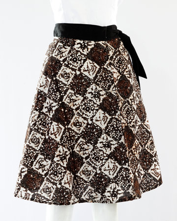 Short batik skirt with floral motifs for casual women and still looks beautiful with local traditional values.の写真素材