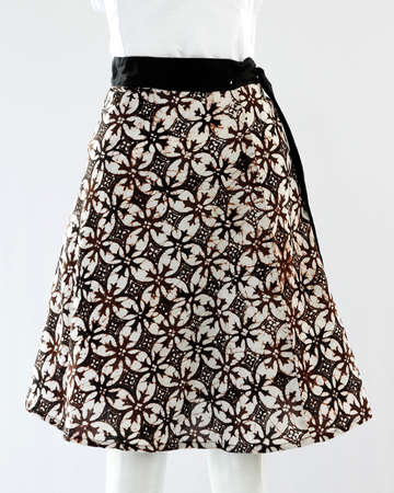 Short batik skirt with floral motifs for casual women and still looks beautiful with local traditional values.の写真素材