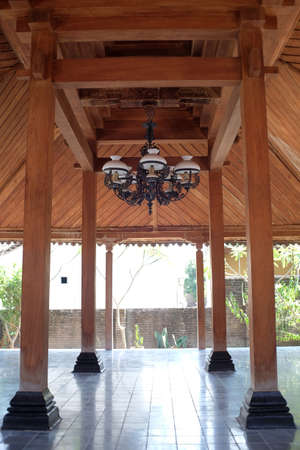 Saka Guru, is the main structure of the supporting pole in the traditional Javanese house building, better known as the Joglo House.の写真素材