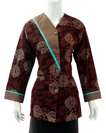 Women's long sleeve shirt with floral print. Beautiful oriental style.の写真素材