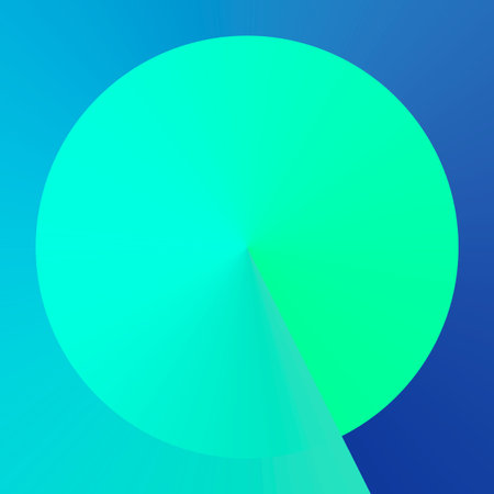 A circle in a box with a combination of blue and turquoise green, becomes a simple and attractive...