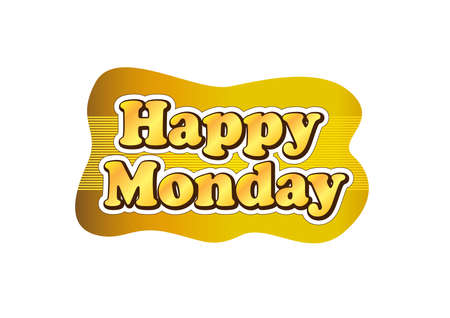 Happy Monday text on gold style, to be applied as labels, stickers, tags, or motivational boards. The phrase Happy Monday is expressed as an encouragement to start activities on the first day.のイラスト素材