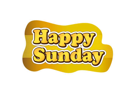 Happy Sunday text, to apply as a label, sticker, tag or motivational board. The phrase Happy Sunday is expressed as an encouragement to enjoy the holiday time.のイラスト素材