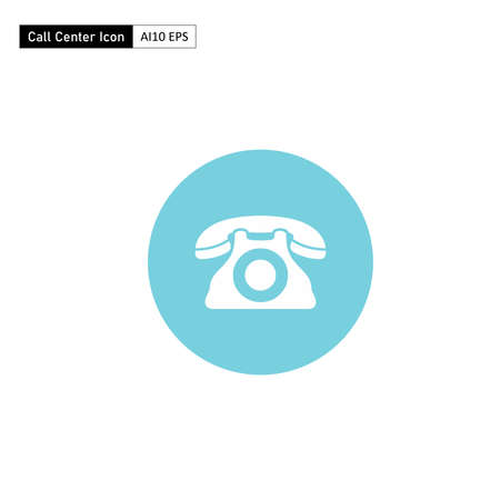 Flat icon Call Center with classic style landline image. Icons can be applied to all promotional or informational products, including web designs, banners, stationary sets, business cards, flyers.のイラスト素材