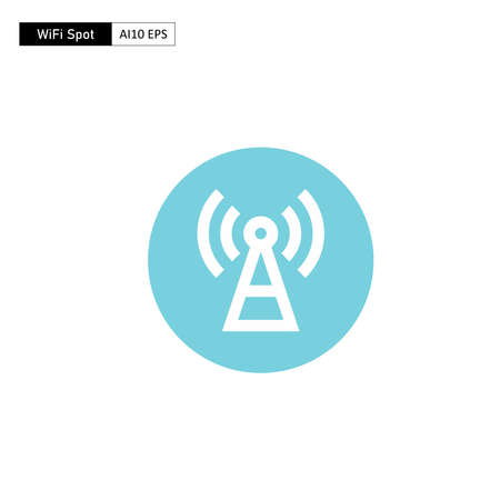 Flat icon Area Internet hotspot or WiFi area. The icon is often used as a sign that the zone around it is equipped with free internet connection facilities.のイラスト素材