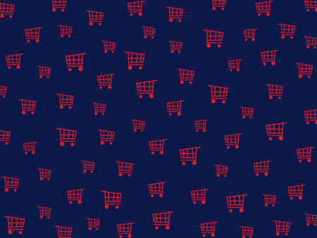 Shopping Cart pattern design on blue background.の写真素材