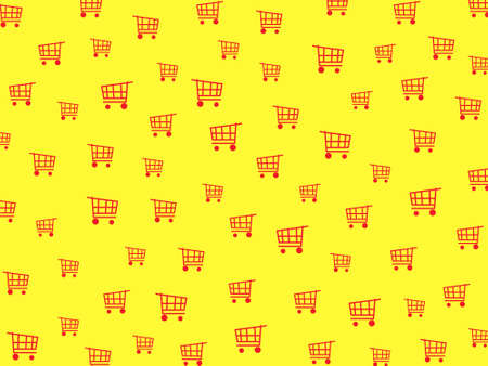 Shopping Cart pattern design on yellow background.の写真素材