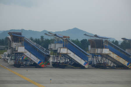 Planes preparing for landing at the airport.の写真素材