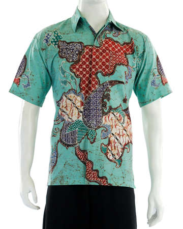 Men's short-sleeved shirts with colorful abstract motifs give the impression of being trendy and looking younger. Suitable for semi-informal events, such as birthday celebrations,の写真素材