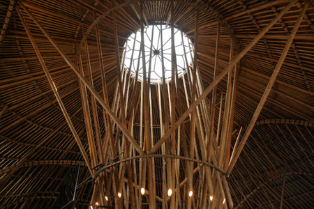 Building features constructed from bamboo materialの写真素材