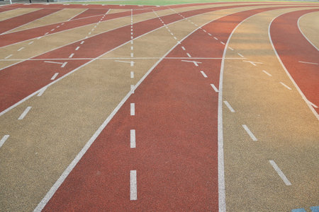 Track design with striking lines and colors for running athletics.の写真素材