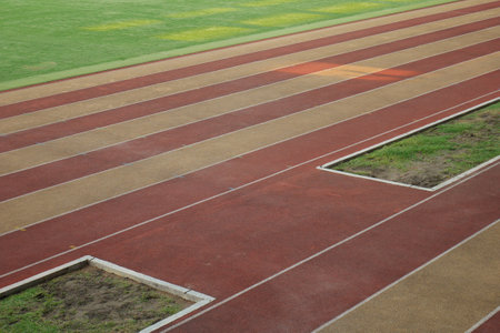 Track design with striking lines and colors for running athletics.の写真素材