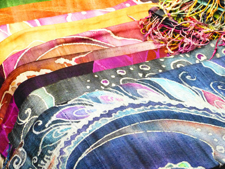 Colorful batik  are beautiful fabric produce in Thailand