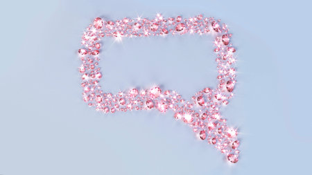 Lots of gems scattered on the surface in the form of a cloud message. 3d illustration