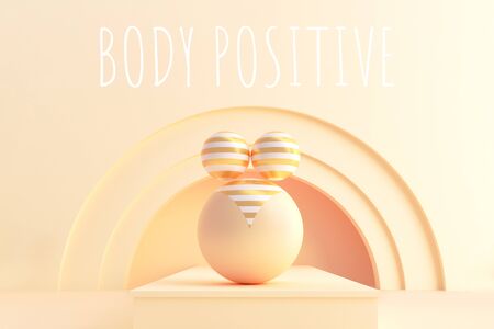 The concept art on the theme of body positivity. 3D illustrationの写真素材