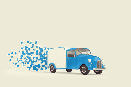 Moving the vehicle from which on-the-go sleep pills.の写真素材