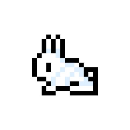 Pixelated Bunny 8 bit Pixel Art - Isolated Vector Illustrationのイラスト素材