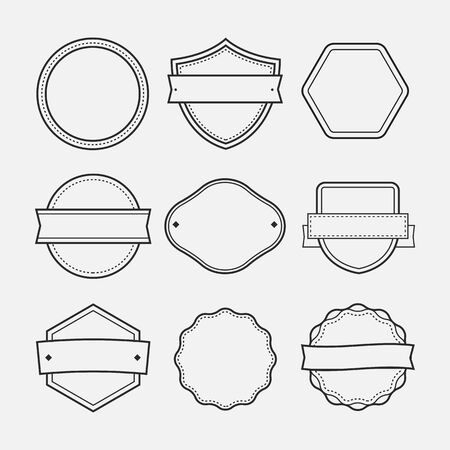 isolated vector illustration. Blank logo frames drawn set.のイラスト素材