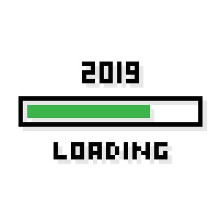 Pixel 2019 year loading - isolated vector illustrationのイラスト素材