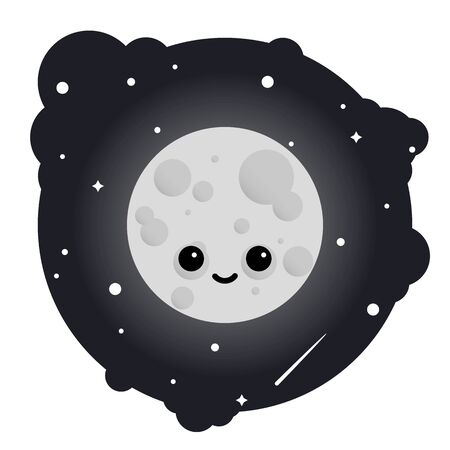 Cartoon cute moon in skyのイラスト素材
