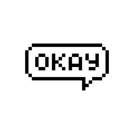 Pixel style text bubble Okay - isolated vector illustrationのイラスト素材