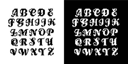 Pixel calligraphy font with 26 letters - isolated vector illustrationのイラスト素材