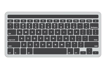 Latin english black keyboard with touch panel on top - isolated vector illustrationのイラスト素材