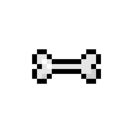 Pixel art 8-bit style dog bone toy icon on white background - isolated vector illustrationのイラスト素材