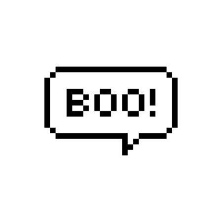 Pixel art speech bubble saying boo scary - isolated vector illustrationのイラスト素材
