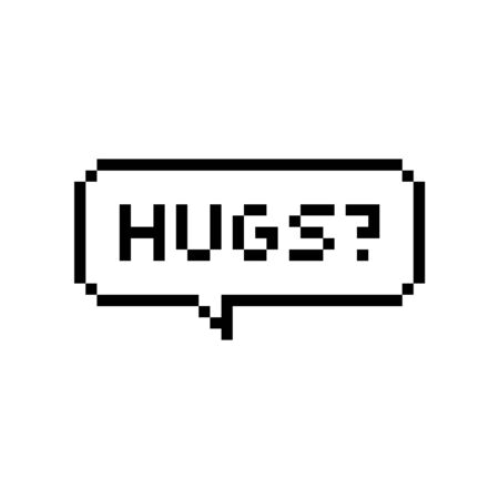 Pixel art 8-bit speech bubble questioning about hugs - isolated vector illustrationのイラスト素材
