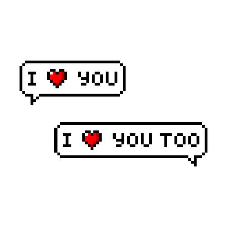 Pixel art 8-bit I love you message - isolated vector illustrationのイラスト素材