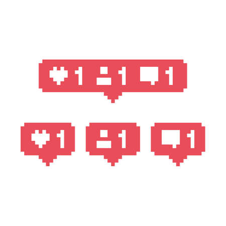 Pixel art 8-bit Social media like comment friend bubble - isolated vector illustrationのイラスト素材