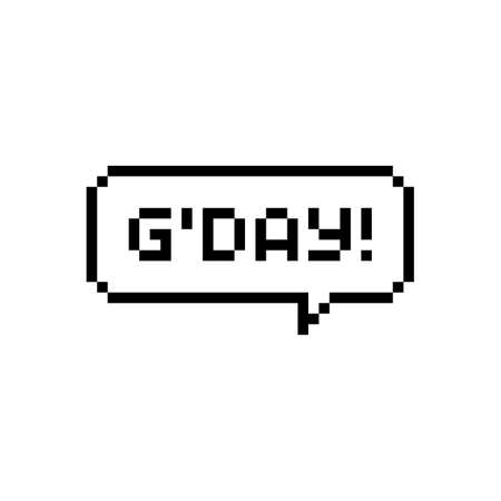 Pixel art 8-bit speech bubble good day text - isolated vector illustrationのイラスト素材