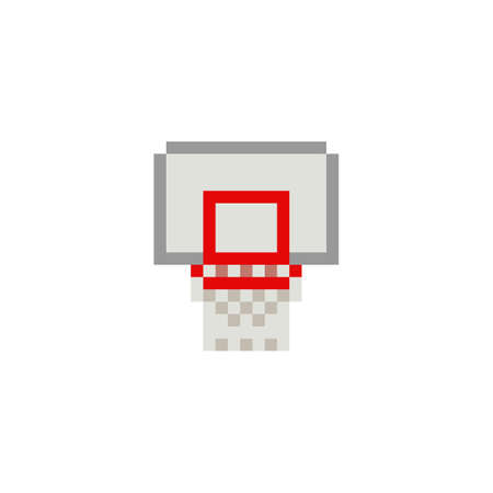 Pixel art 8-bit basketball ring on white background - isolated vector illustrationのイラスト素材