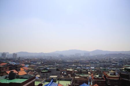 Photo of downtown covered with fine dust.の写真素材